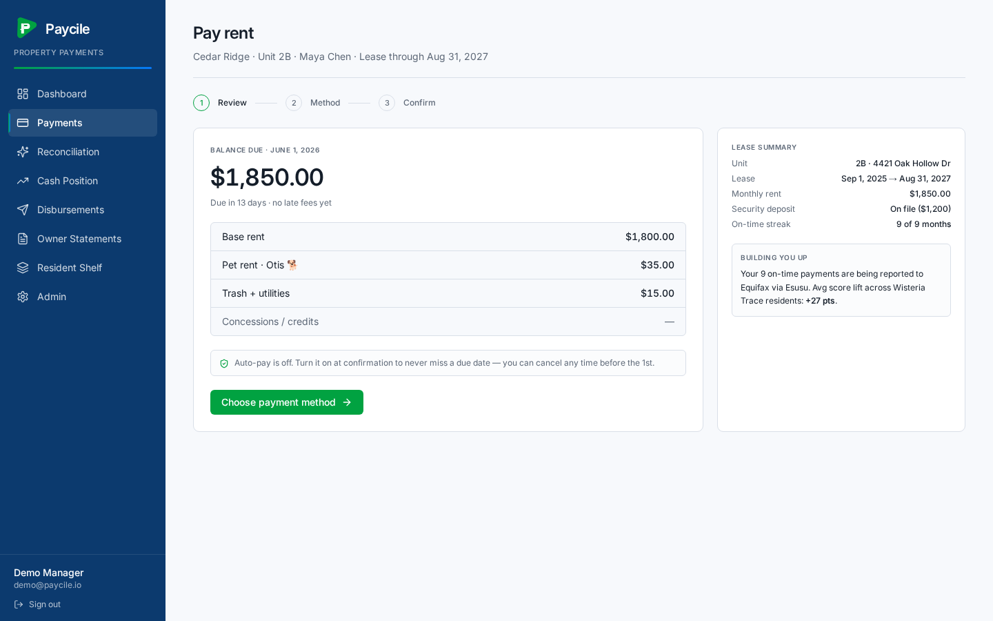 Payment Collection Screen