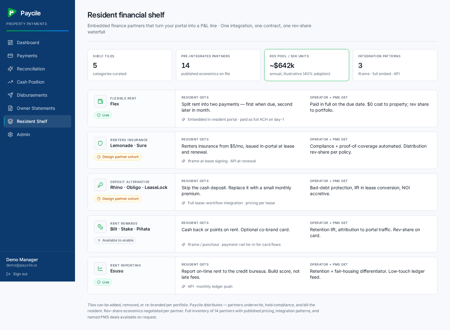 Embedded Finance Screen